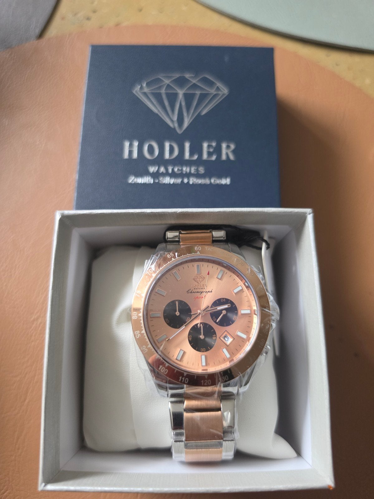 Hodler Horloge - Roségoud en Zilverkleurig Chronograaf, Ophalen of Verzenden