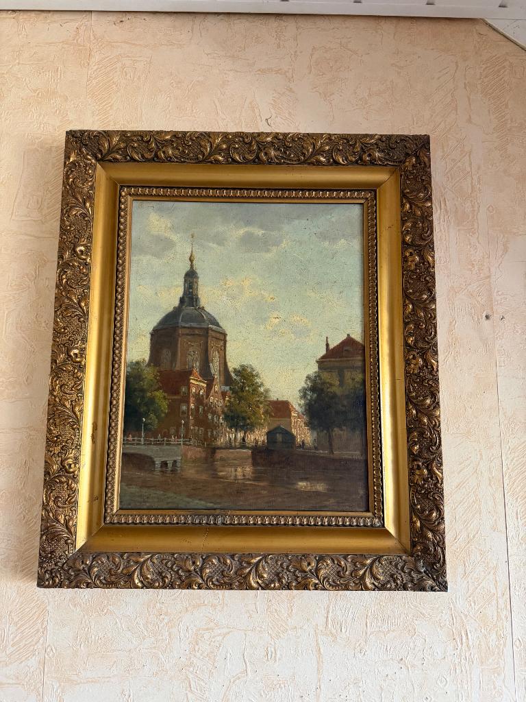 Antieke schilderij van Leiden, Ophalen, Zo goed als nieuw, Minder dan 50 cm, Schilderij