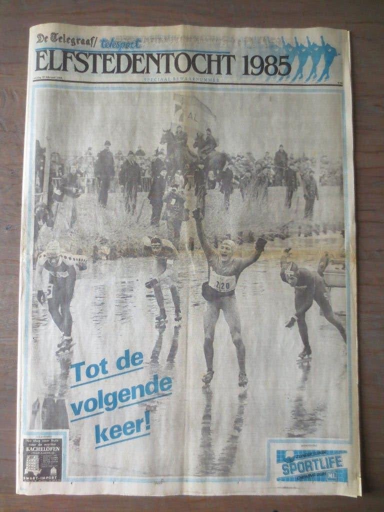 Tijdschrift - Elfstedentocht 1985 Extra bijlage - Telegraaf., Ophalen of Verzenden, Gelezen, Krant