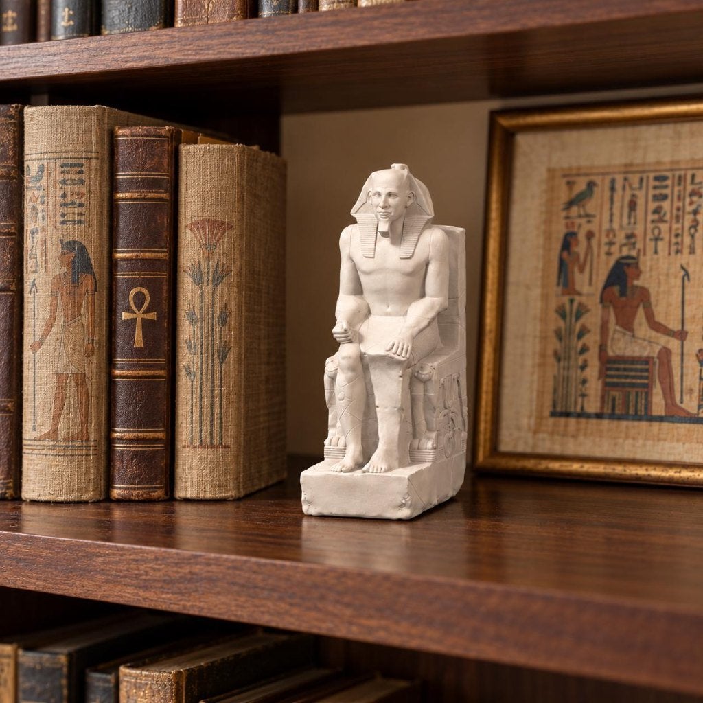 Khafre Enthroned Statue, Egyptian Museum Inspired Figurine, Ophalen of Verzenden, Nieuw