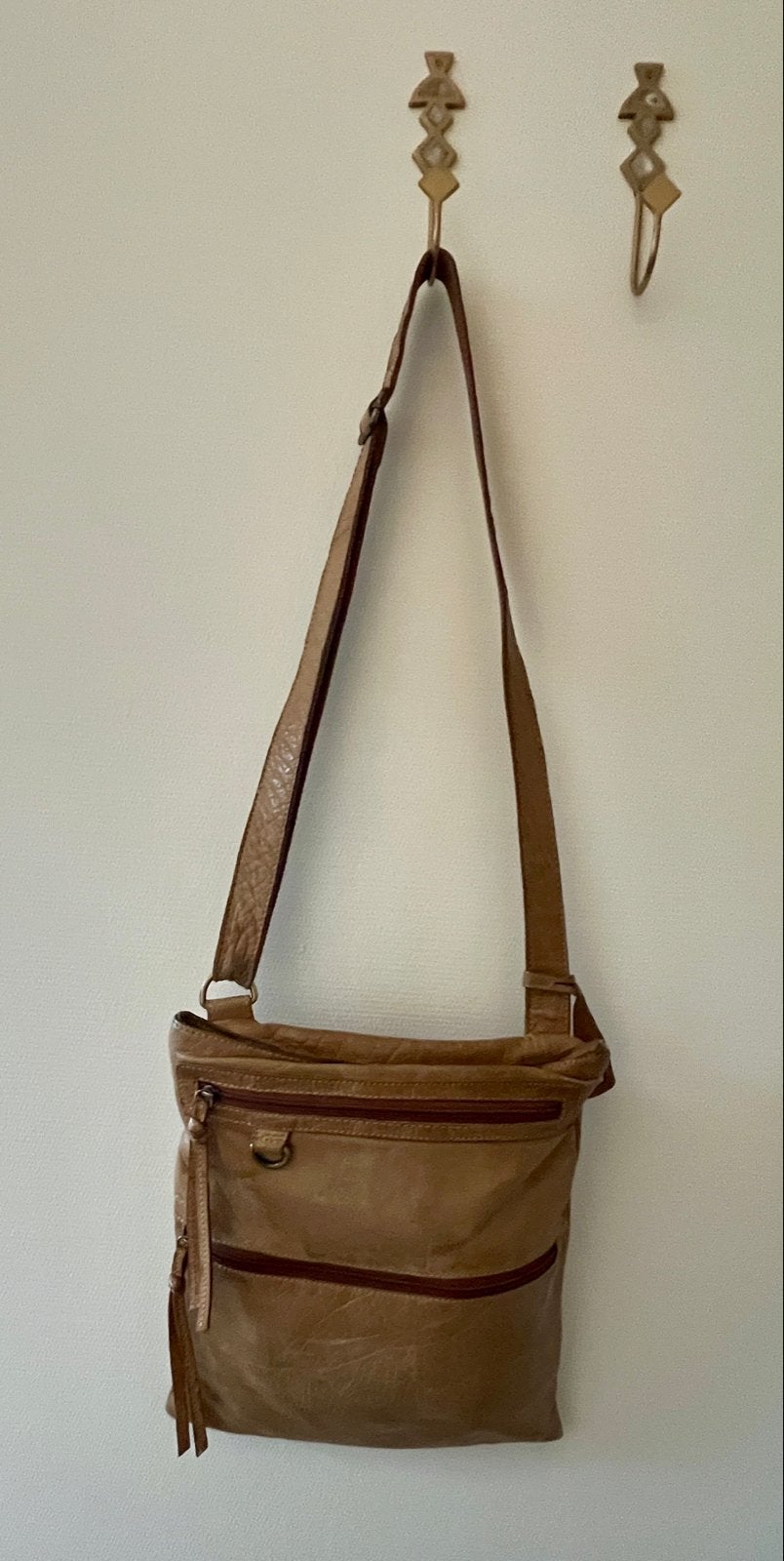 Spikes & Sparrow Leren Crossbody Tas – Cognac – Goede Staat!, Ophalen of Verzenden, Gebruikt, Bruin, Schoudertasje