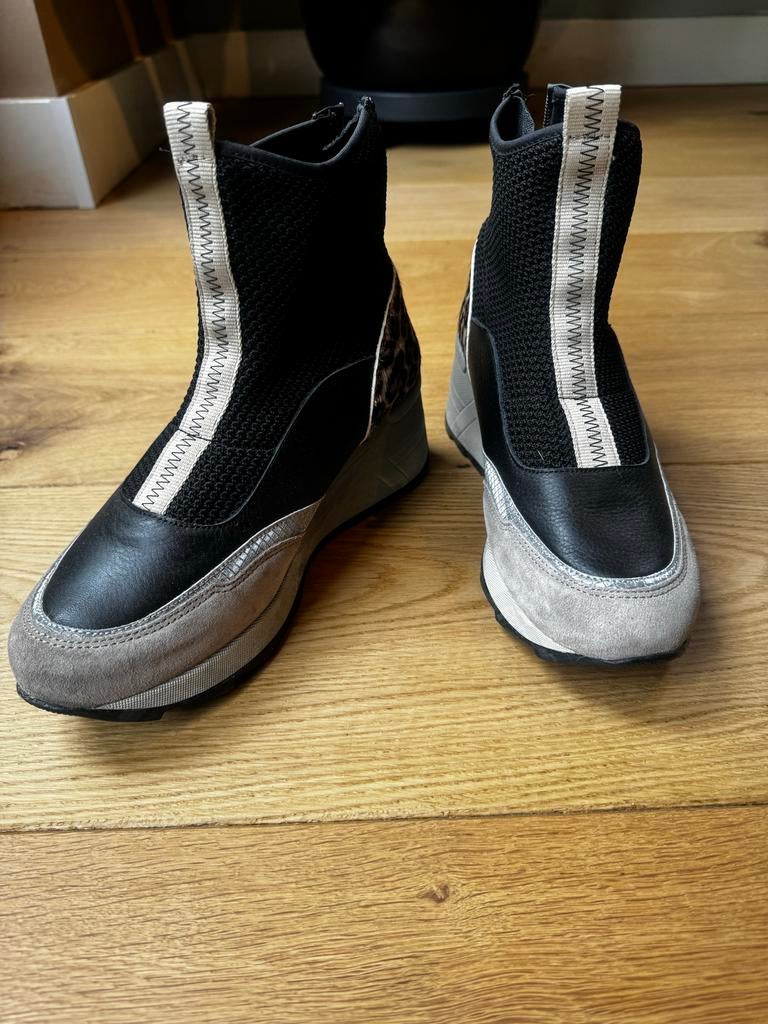 Cetti boots/sneakers mt 40 met sleehak, panterprint & suède, Overige kleuren, Ophalen of Verzenden, Sneakers of Gympen, Zo goed als nieuw