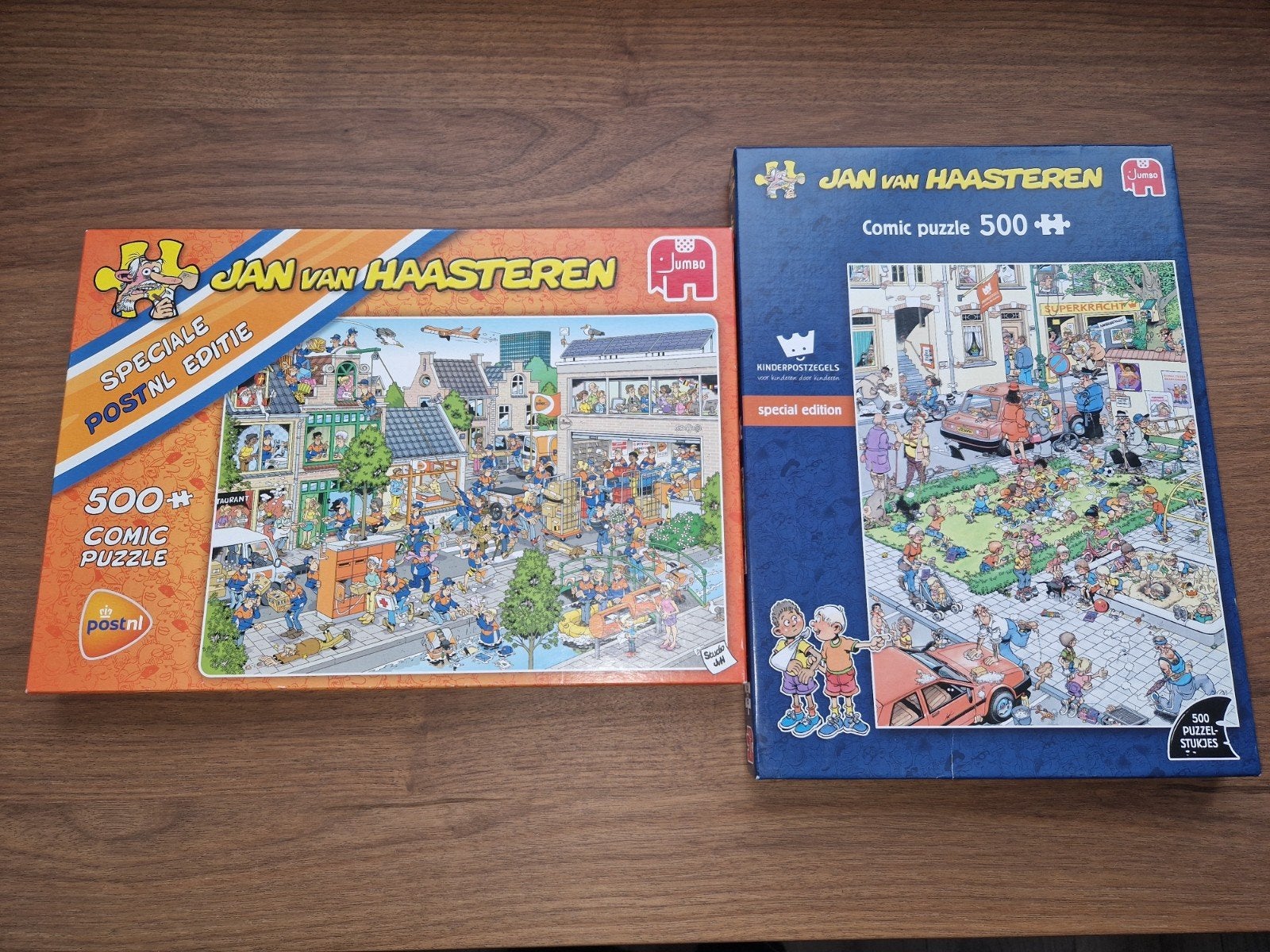 2 eenmalig uitgebrachte puzzels Jan van Haasteren, Hobby en Vrije tijd, Ophalen of Verzenden, 500 t/m 1500 stukjes, Zo goed als nieuw