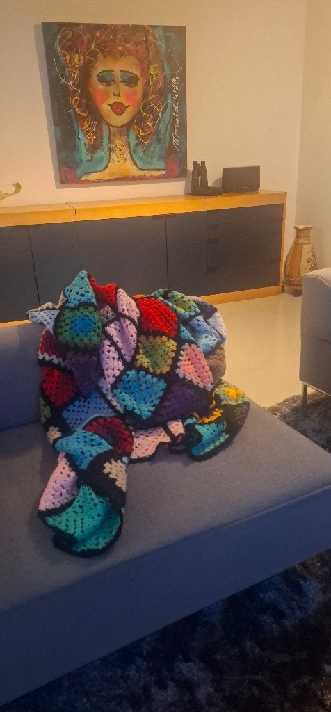 Handgemaakte deken / sprei – Granny Square – 1,55 x 2,25 m, Ophalen of Verzenden, Nieuw, Woondeken, Meerkleurig
