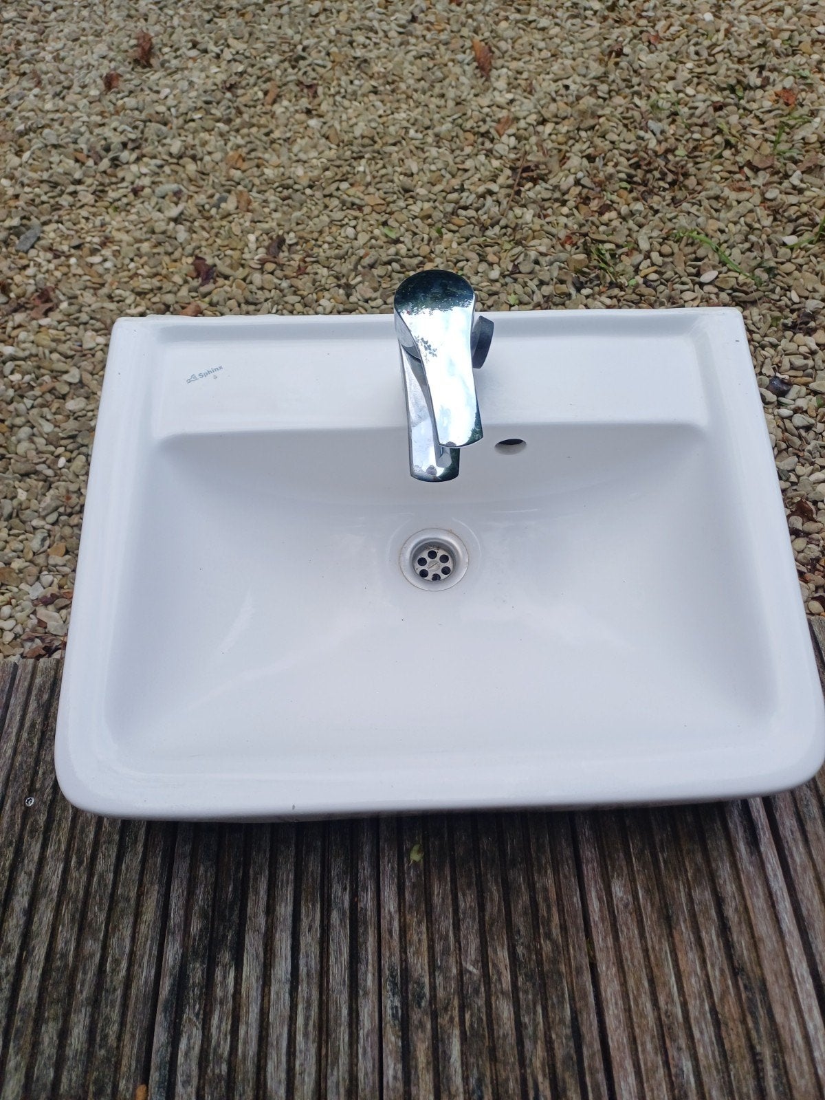 Sphinx wastafel met Grohe kraan, Ophalen, Gebruikt, Chroom, Wastafel