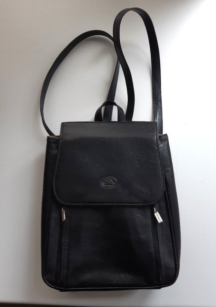 Lederen schouder/rugtas Tony Perotti, zwart, Ophalen, Zo goed als nieuw, Overige merken, 30 tot 45 cm