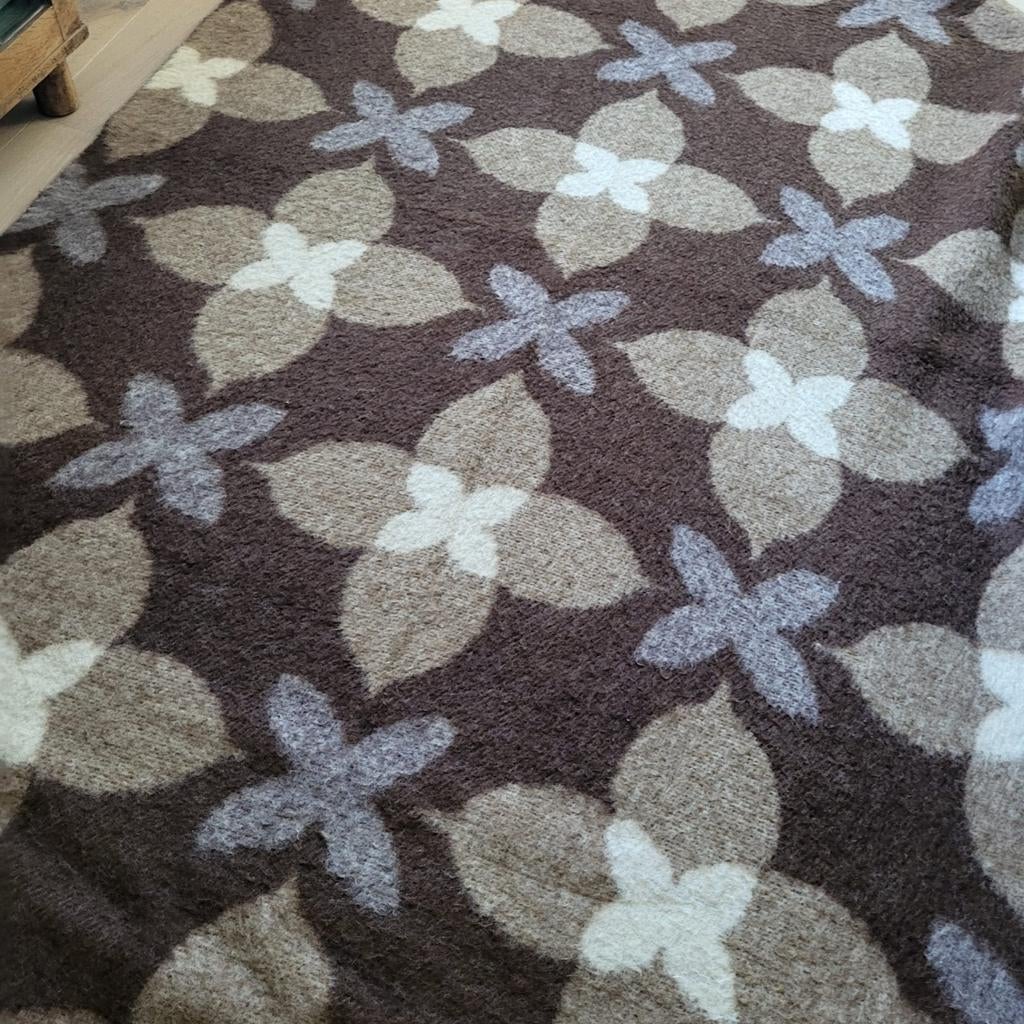 Real wollen deken 145x225 cm - Bruin patroon, Ophalen of Verzenden, Gebruikt