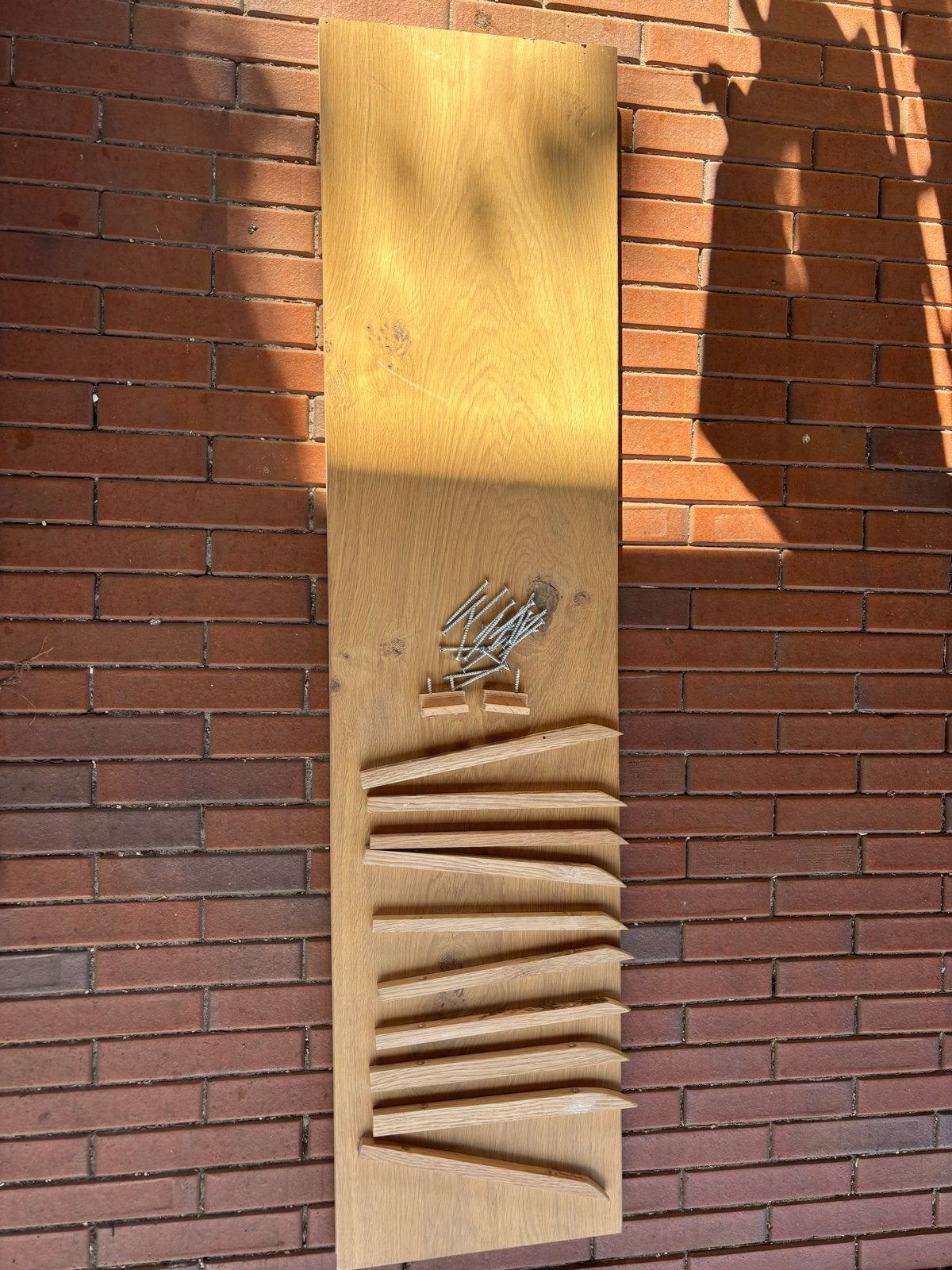 Eiken plank met groef en losse latjes, Doe-het-zelf en Verbouw, Ophalen, Gebruikt, 25 tot 50 mm, Eiken