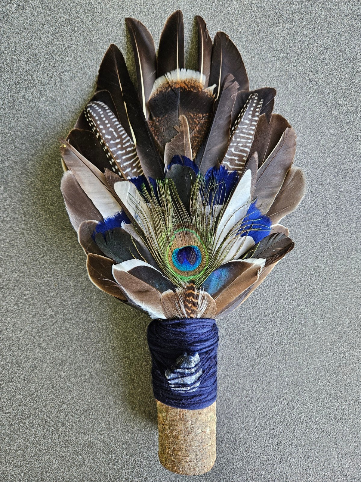 smudge feathers XL lapis lazuli veren waaier reiki stick, Ophalen of Verzenden