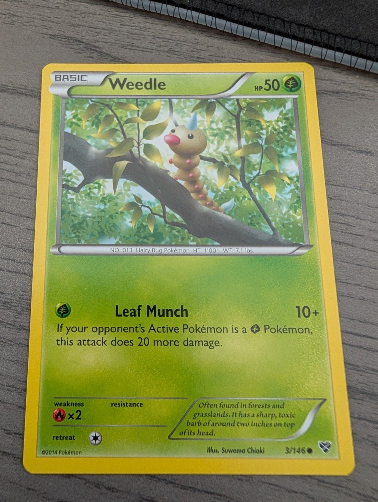 Weedle Pokémon Kaart - HP 50 - 2014, Ophalen of Verzenden, Gebruikt, Losse kaart
