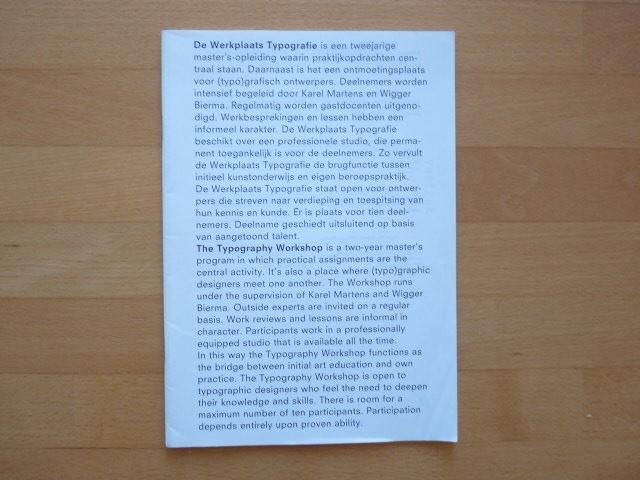 De Werkplaats Typografie Overzicht 10 deelnemers, Boeken, Ophalen of Verzenden, Zo goed als nieuw, Grafische vormgeving