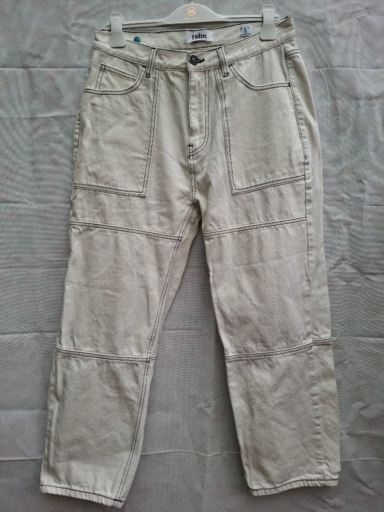 FSBN Denim Nick Saggy crème wide leg broek, Anneonline, Steenbergen, Shop@wesell4u.nl, Beige