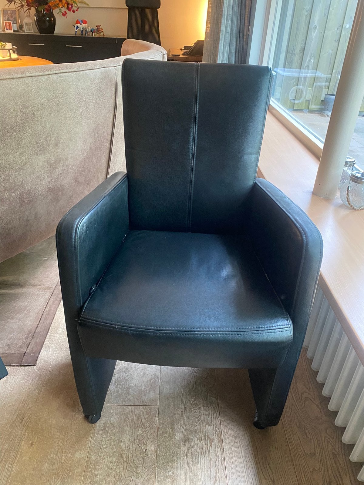 Eetkamer stoelen van goossens kunstleer, Ophalen, Gebruikt, Zwart, Leer
