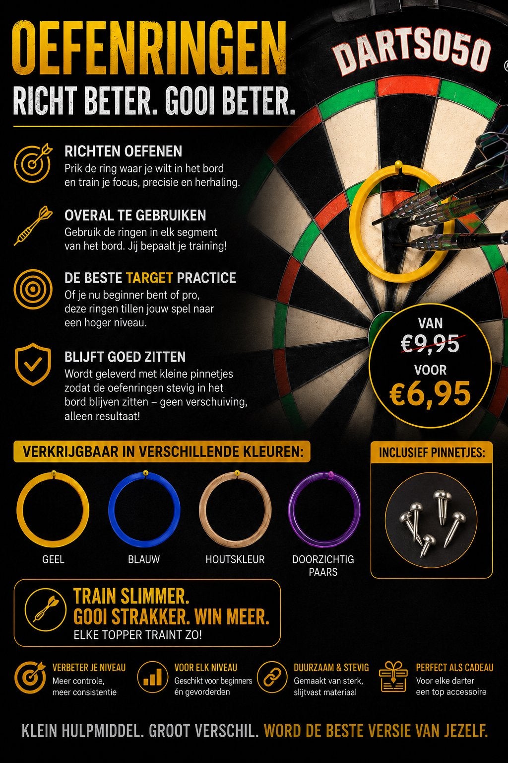 Dart Oefenringen! Richt Beter, Gooi Beter! (Diverse Kleuren), Ophalen of Verzenden, Nieuw, Overige typen