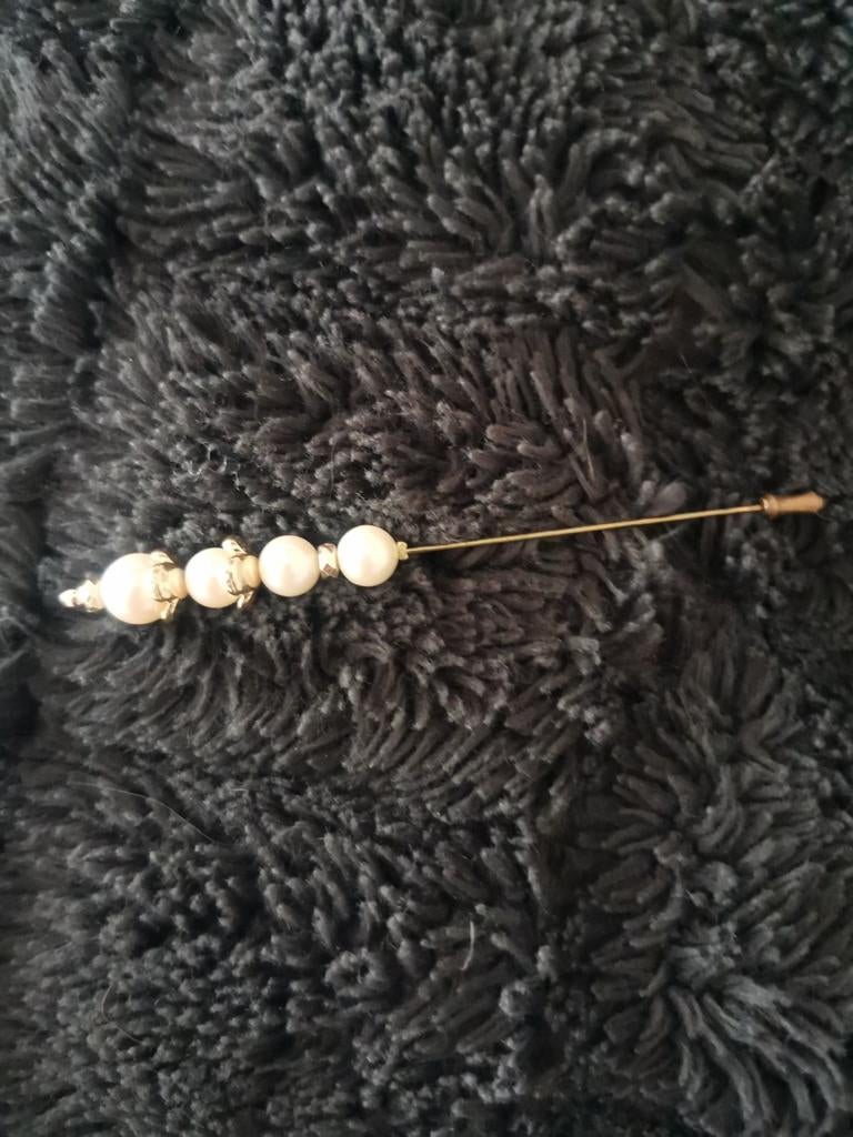 Elegante Hoedenspeld met Parelmoer en Strass, Sieraden, Tassen en Uiterlijk, Ophalen of Verzenden, Overige materialen, Overige typen