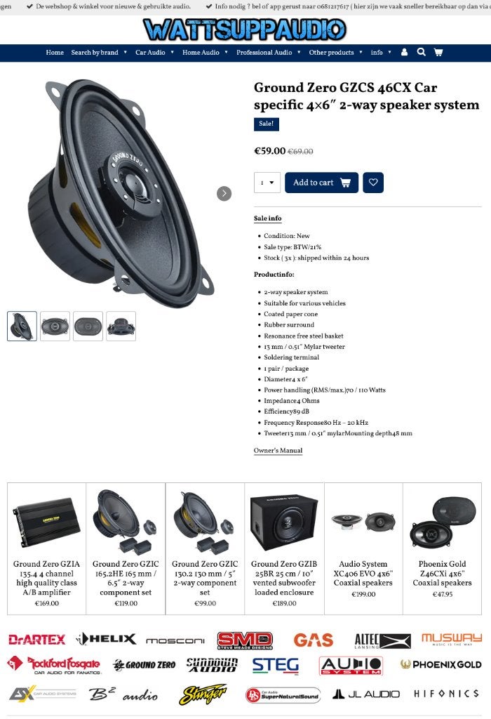 Ground Zero GZCS 46CX Car specific 46″ Speakers, ., Nieuw, Ophalen of Verzenden, .
