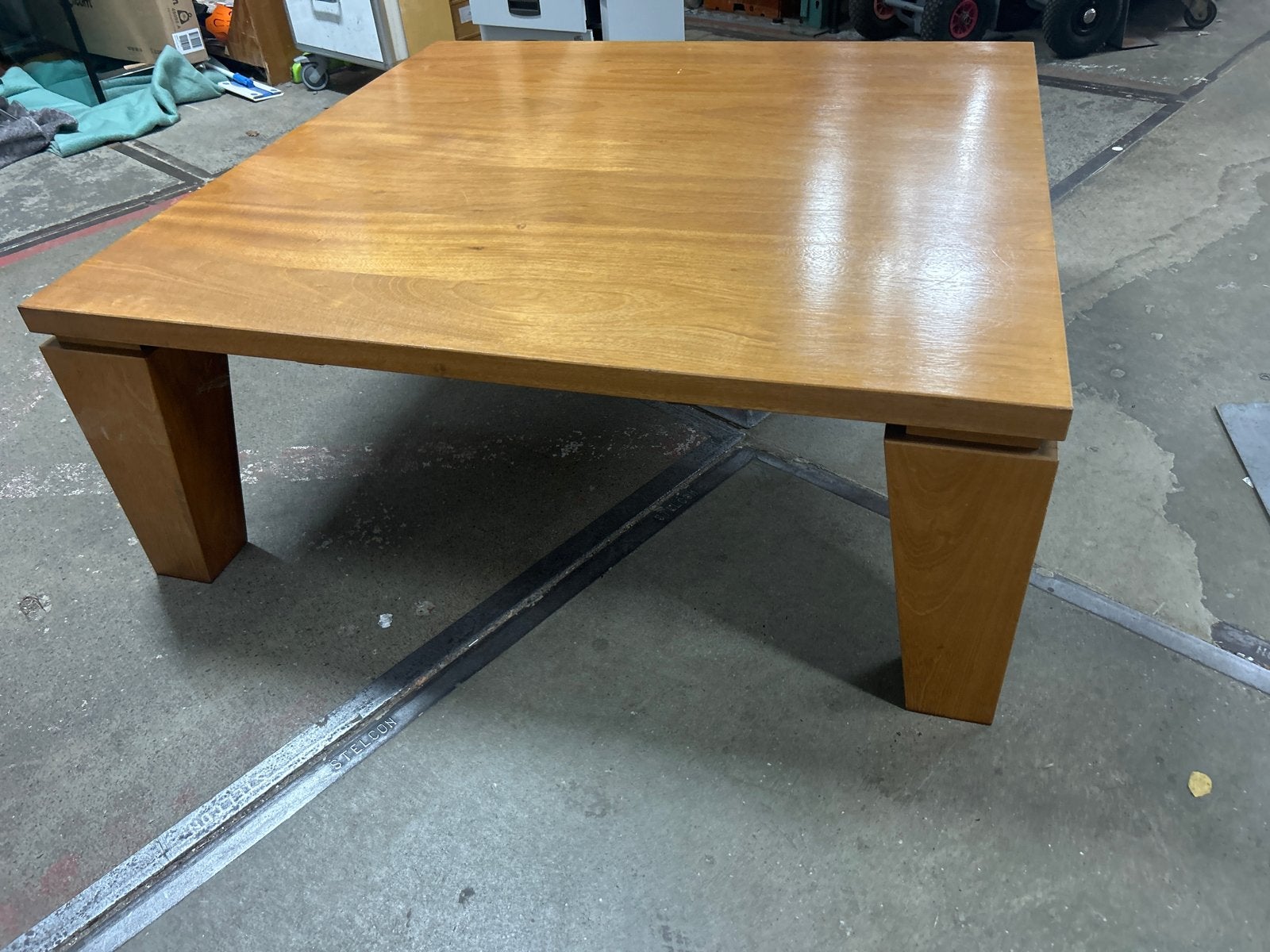 Massief kersenhouten salontafel 120x120x46 cm, Ophalen, Gebruikt, 100 tot 150 cm, Vierkant