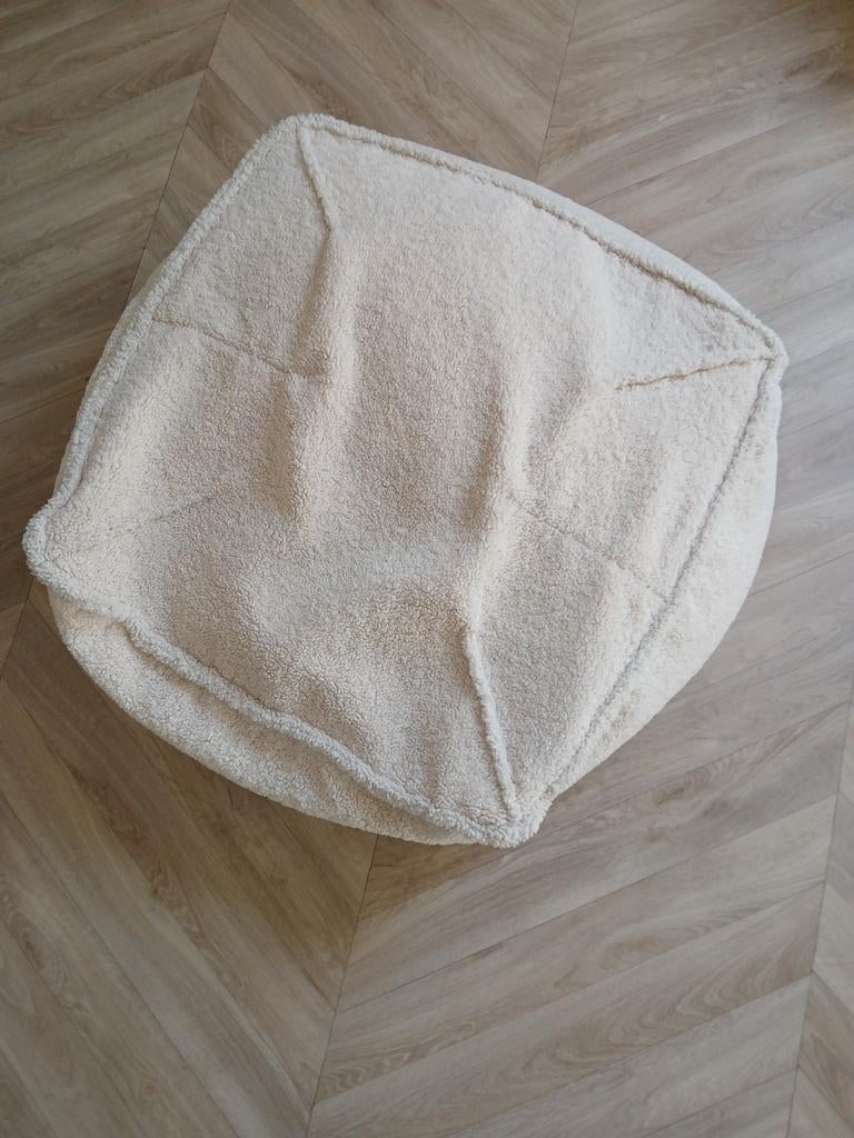 Comfortabele crèmekleurige zitzak, teddystof, Huis en Inrichting, Zitzakken, Ophalen, Zo goed als nieuw, Beige, Zitzak