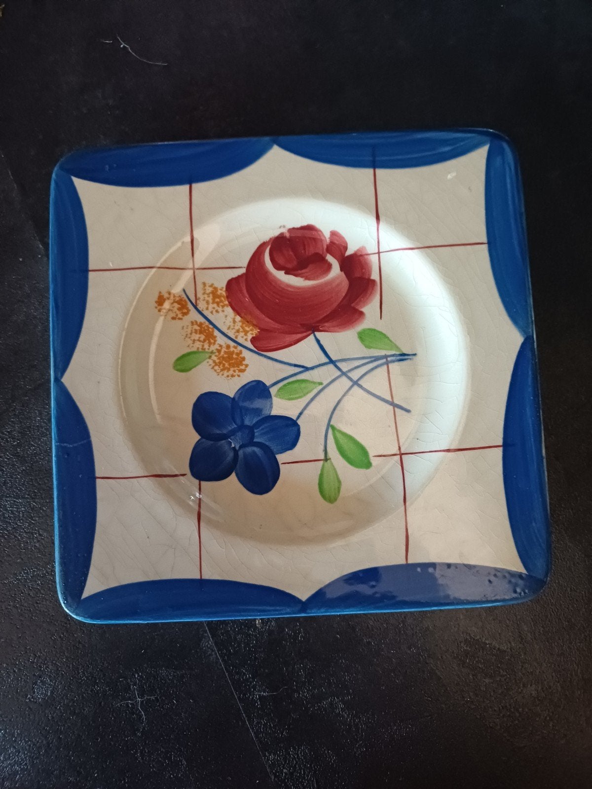 Mooie vierkante Franse Borden van GIEN la Baule roos, Antiek en Kunst, Antiek | Servies los, Verzenden