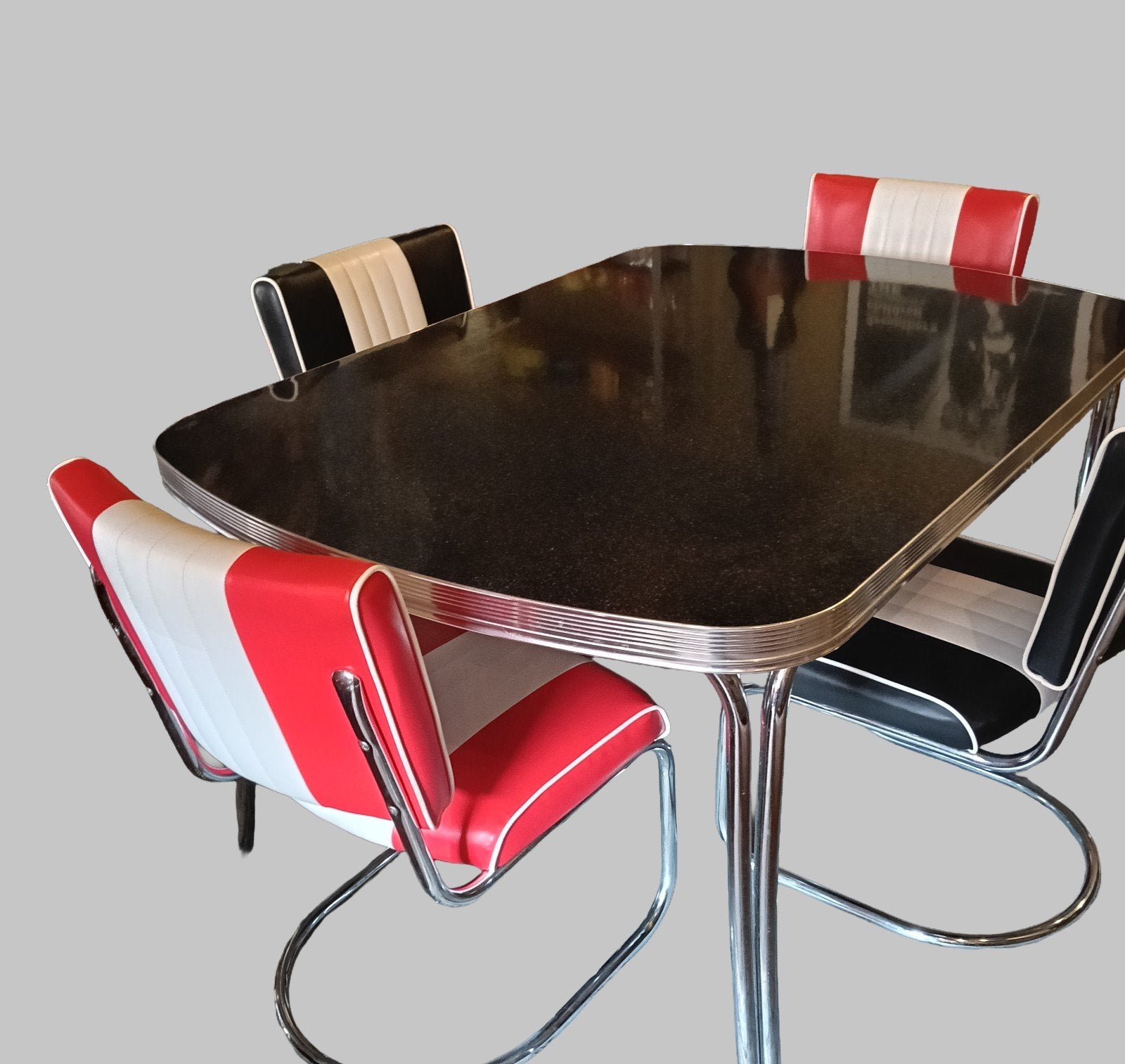 American Diner Eetkamerset - Tafel met 4 stoelen, Ophalen, Gebruikt, American Diner, Retro, Vintage, Onbekend