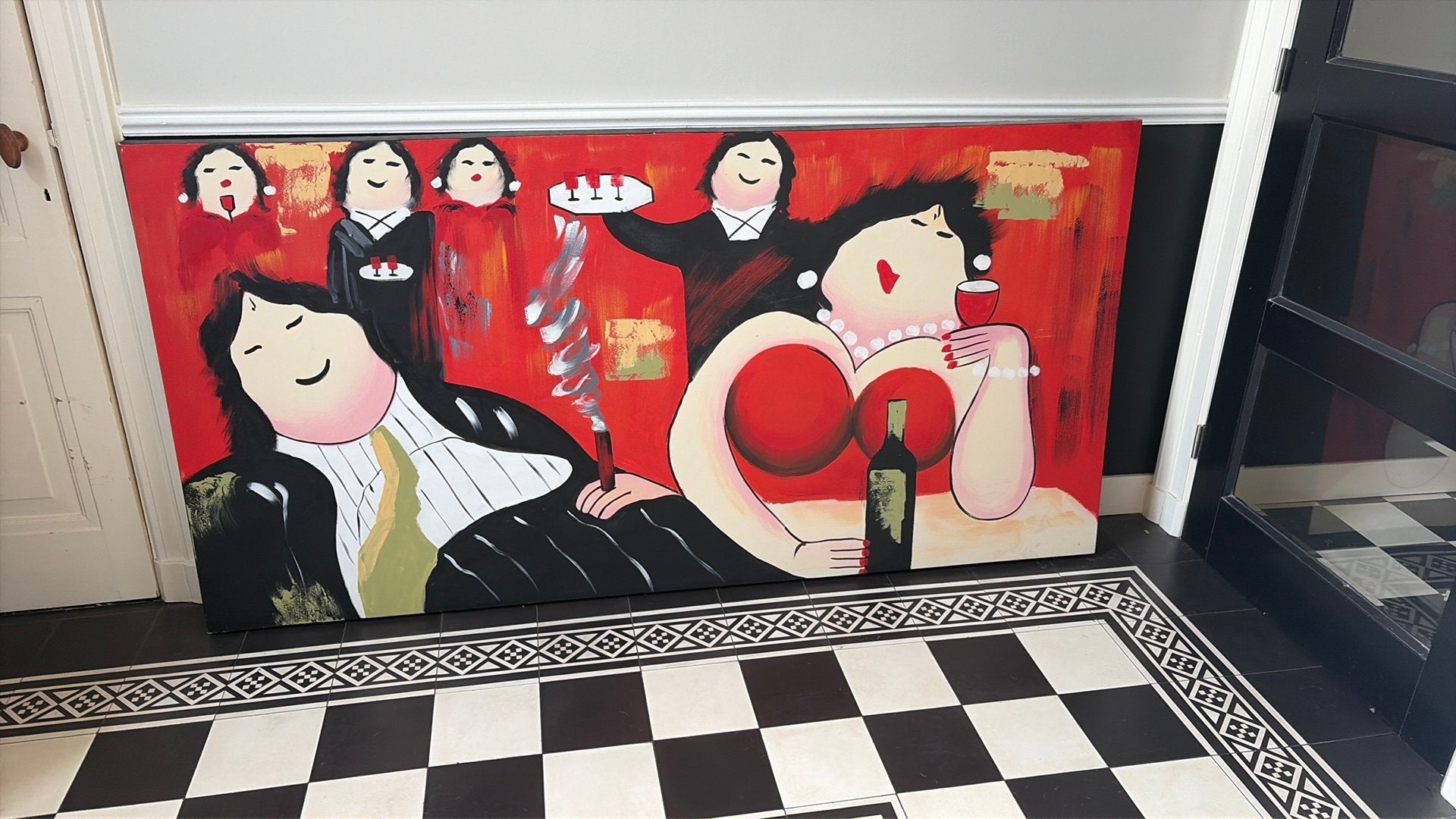 Super leuk en groot schilderij, Ophalen, Gebruikt, 125 cm of meer, Schilderij