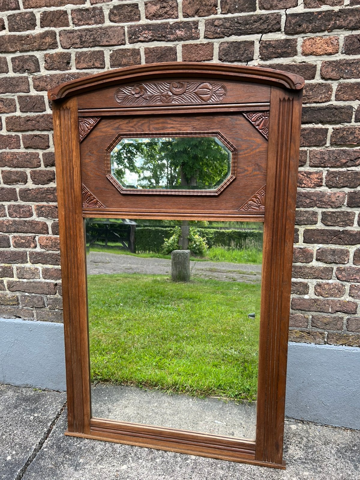 Art deco facet geslepen spiegel, Antiek en Kunst, Antiek | Spiegels, Ophalen of Verzenden, Rechthoekig