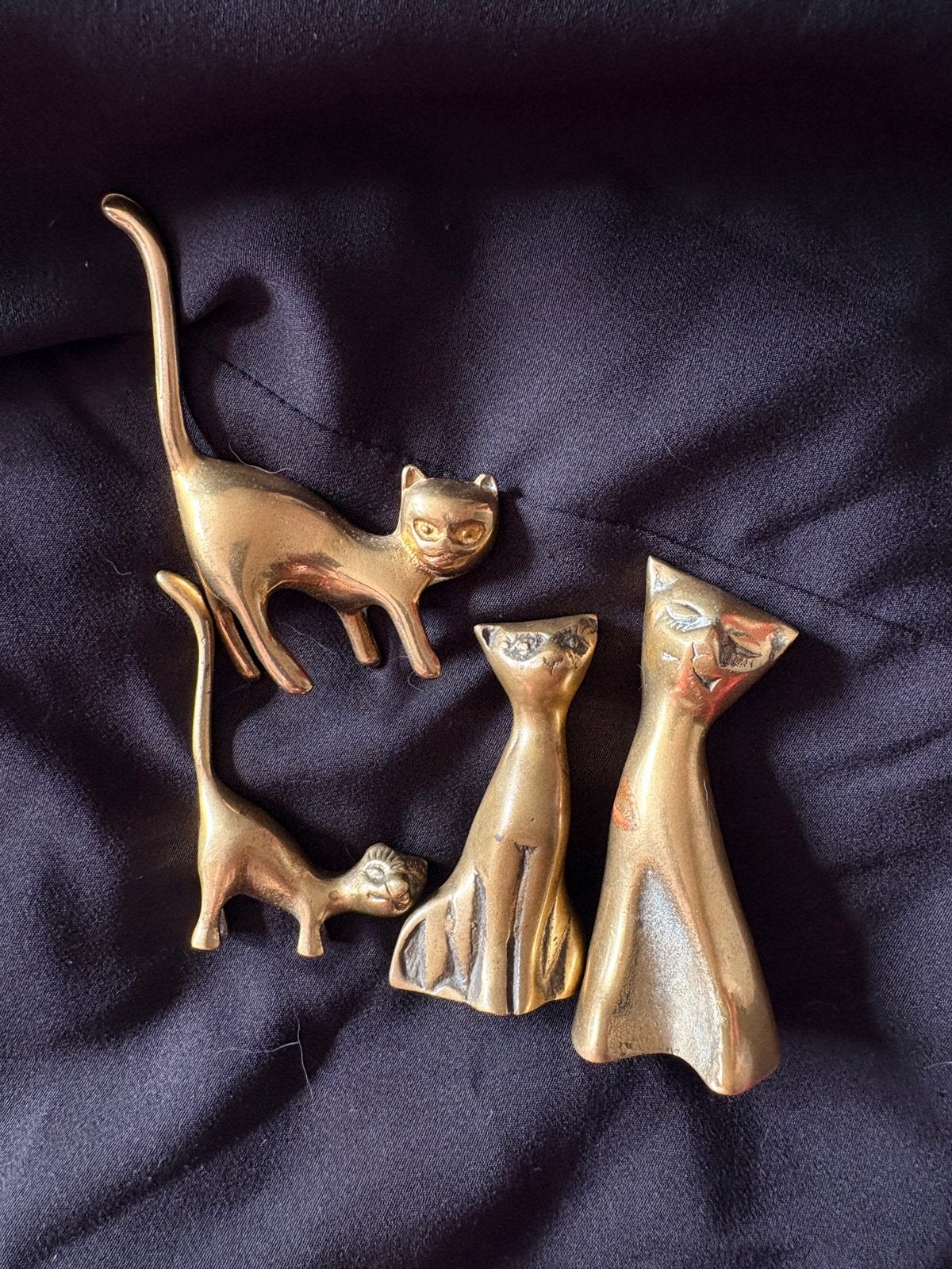 Messing kattenbeeldjes jaren ‘60, Ophalen of Verzenden, Brons