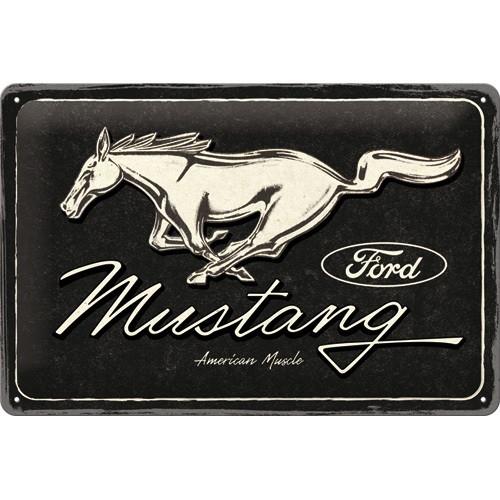 Ford Mustang logo zwart relief reclamebord van metaal deco, Ophalen of Verzenden, Nieuw, Auto's