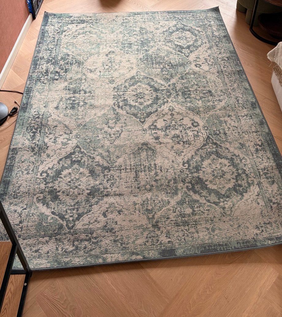 IKEA VONSBÄK Kleed - Groen/Beige, 170x230 cm, Ophalen, Gebruikt, 150 tot 200 cm, 200 cm of meer
