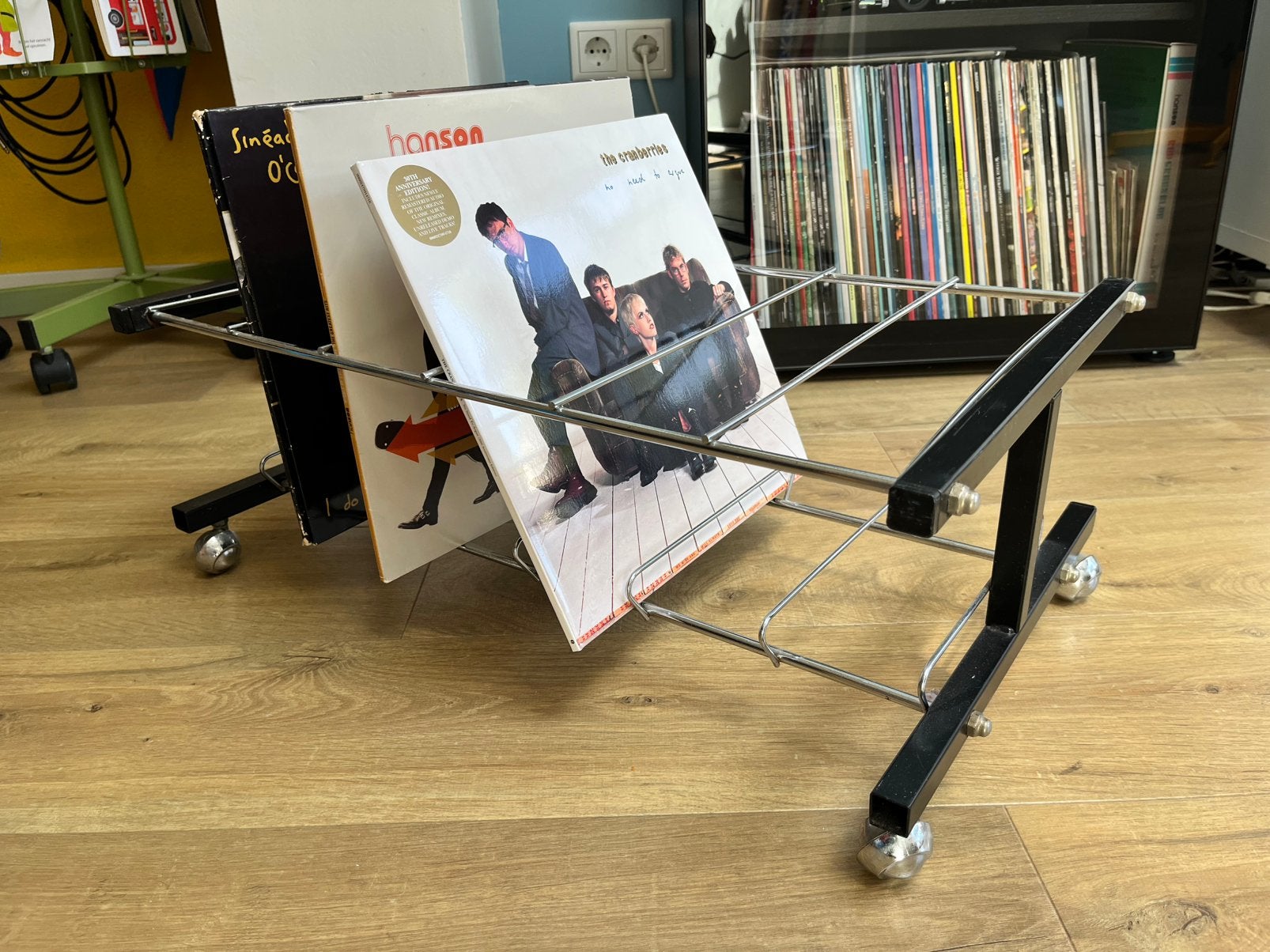 Vintage ijzeren platenrek / lp’s houder, Huis en Inrichting, Ophalen, Gebruikt