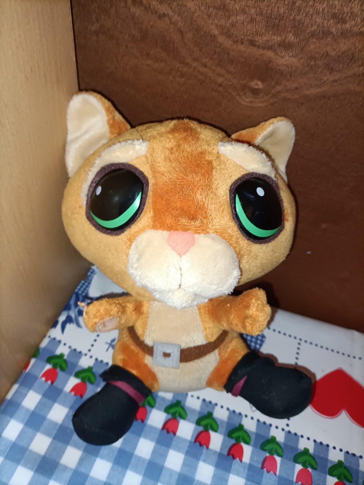 Shrek De gelaarsde kat knuffel 18 cm groot, Ophalen of Verzenden, Zo goed als nieuw, Overige typen