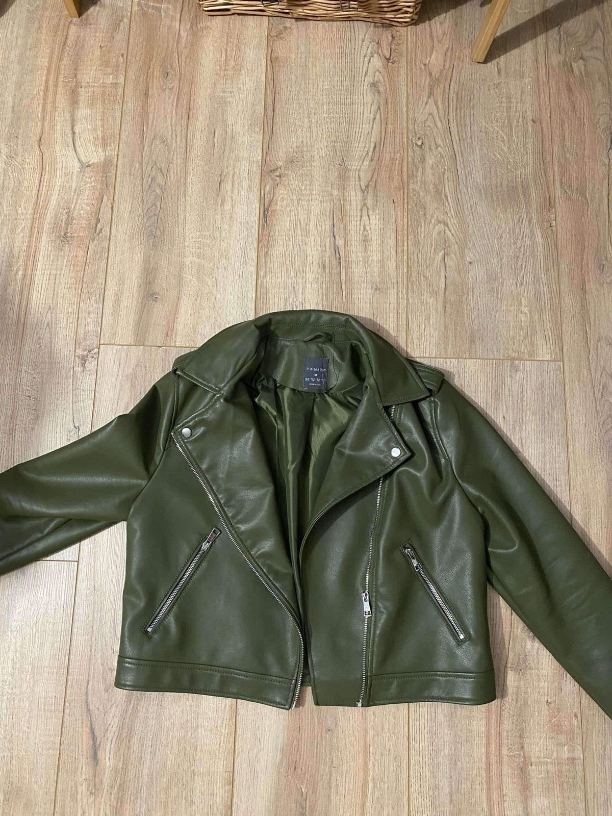 Primark Groen Imitatie Leren Bikerjack Maat M, Ophalen, Zo goed als nieuw, Maat 38/40 (M), Groen