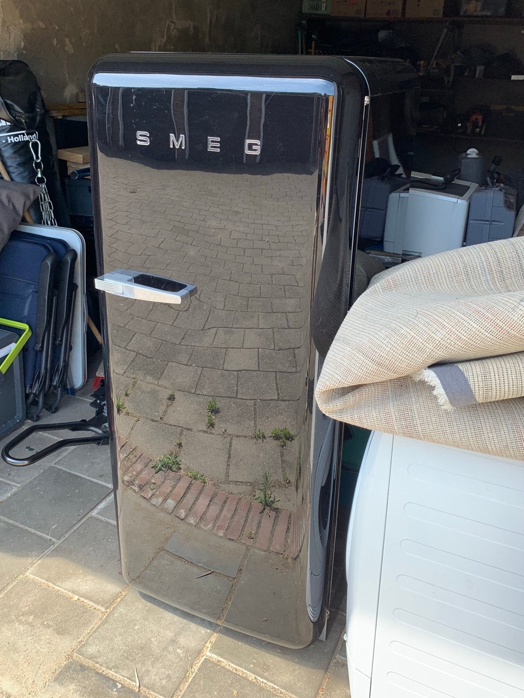 Retro SMEG koelkast zwart, Witgoed en Apparatuur, Koelkasten en IJskasten, Ophalen, Zo goed als nieuw