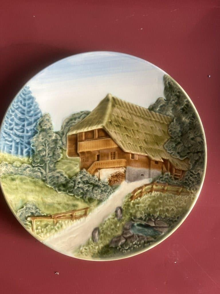 Vintage Duits reliëfbord met een alpine landschap ' 50/60, Ophalen of Verzenden