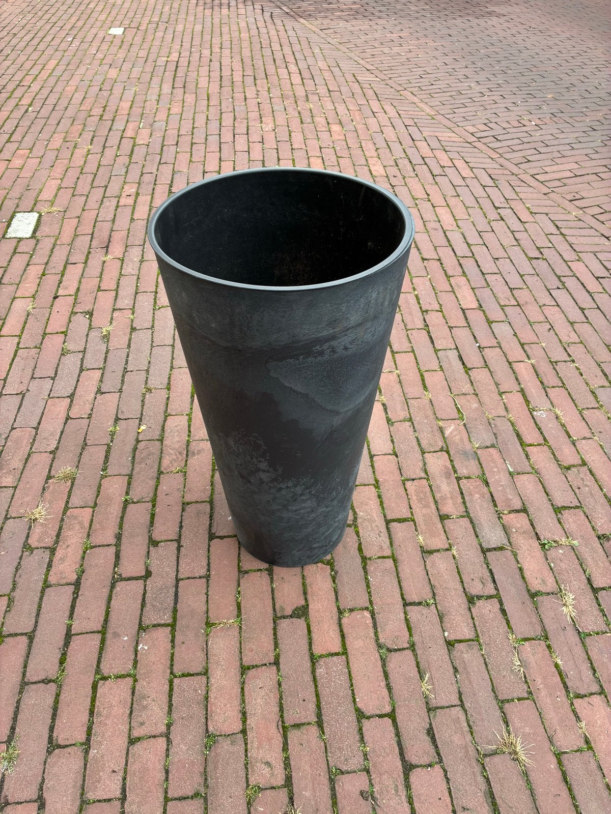 Grote zwarte bloempot/plantenbak, Kunststof, Gebruikt, Balkon, Minder dan 60 cm