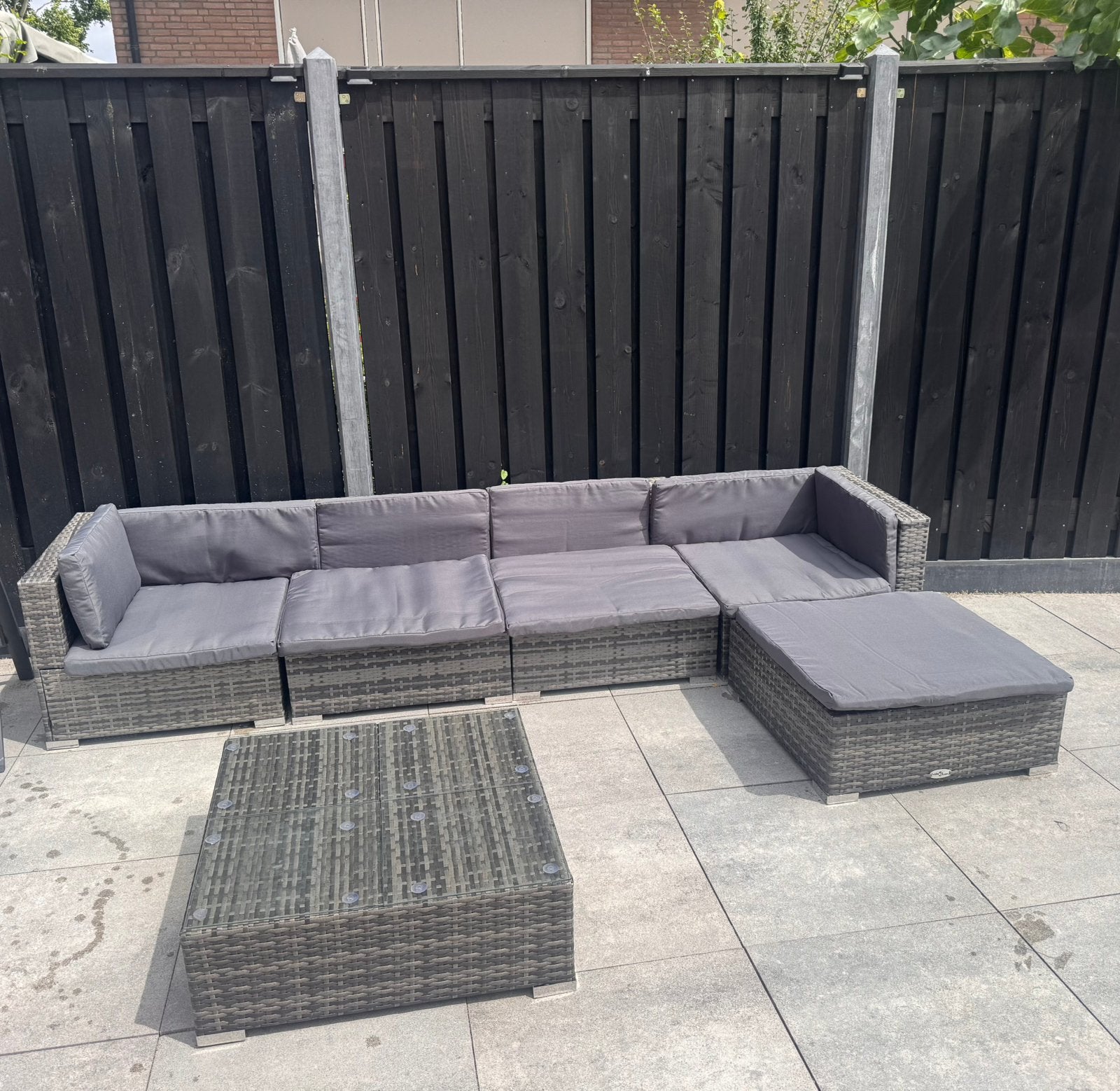 VidaXL Luxe Loungeset Hoekbank,Tafel, Hocker Nieuw, Ophalen, Hocker, Zo goed als nieuw, Wicker