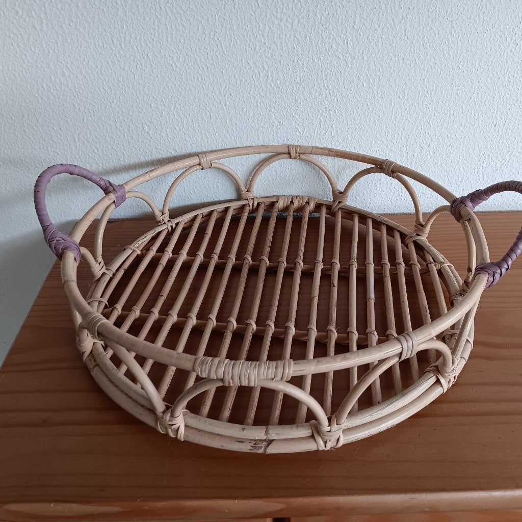 Rotan dienblad met handvatten - nieuw, Huis en Inrichting, Woonaccessoires | Dienbladen, Natuurlijk materiaal, Rond, Ophalen of Verzenden