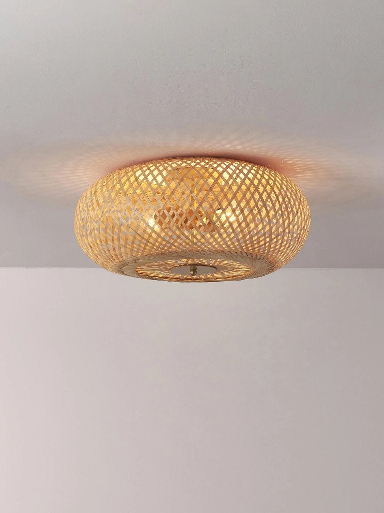 Plafondlamp bamboe, Huis en Inrichting, Beige, 50 cm, Design, Nieuw