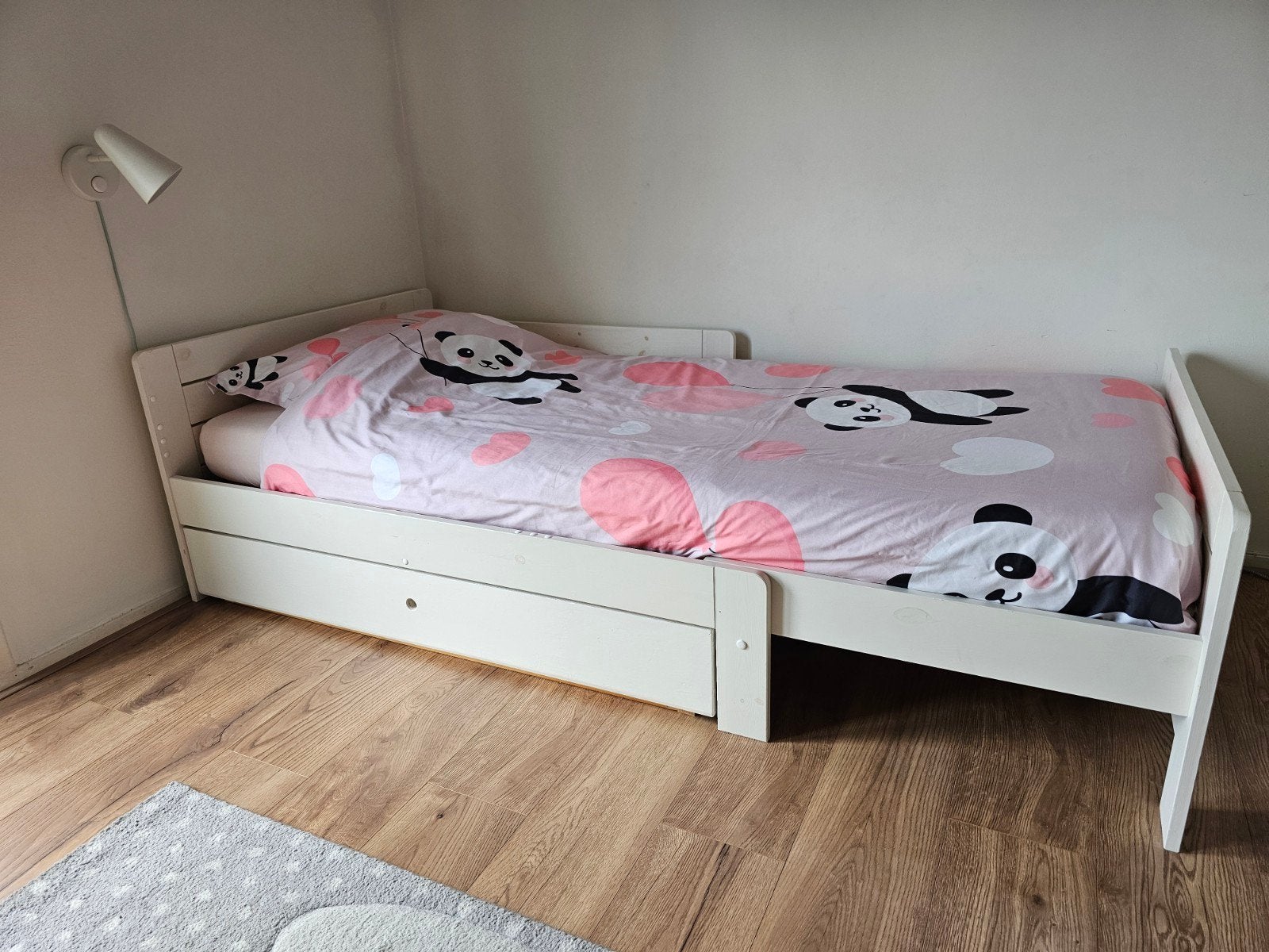 Jaxx doorgroeibed Jumper, White wash, 90 x 140/160/200 cm, Ophalen, 85 tot 100 cm, Zo goed als nieuw, Matras