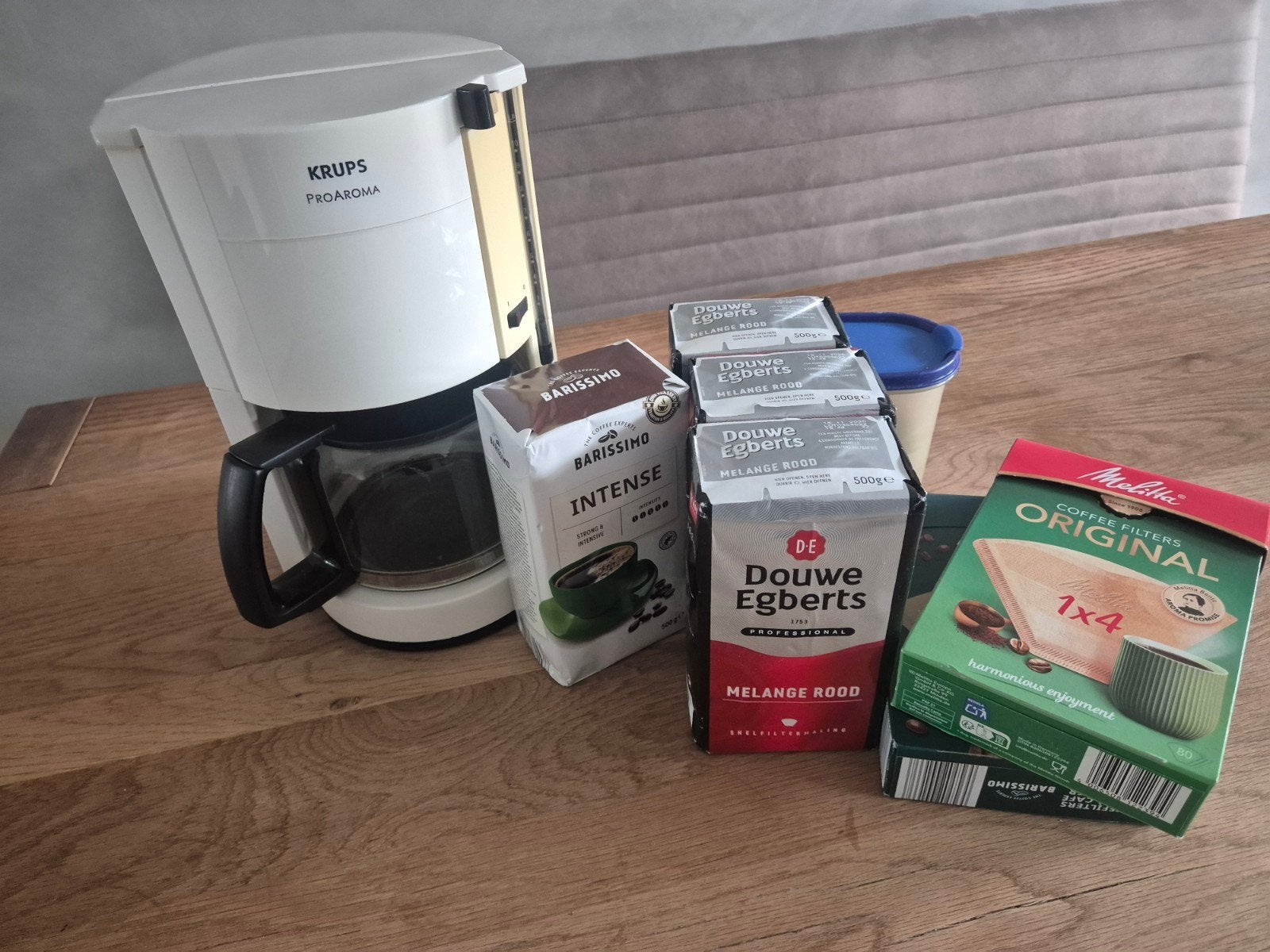 D.E offie en Krups koffiezet apparaat met filters en 4x500 g, 4 liter of meer, Ophalen of Verzenden, 3 snelheden of meer