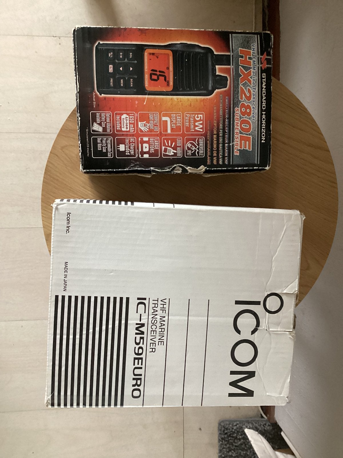 Wegens beëindiging watersport 2 marifoons icom m59 / HX280 E, Ophalen of Verzenden, Zo goed als nieuw, Communicatie