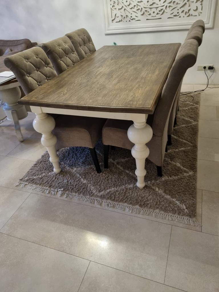 Landelijke eettafel met  bolpoten, zware kwaliteit! 180/90, Ophalen, 50 tot 100 cm, Zo goed als nieuw, 150 tot 200 cm