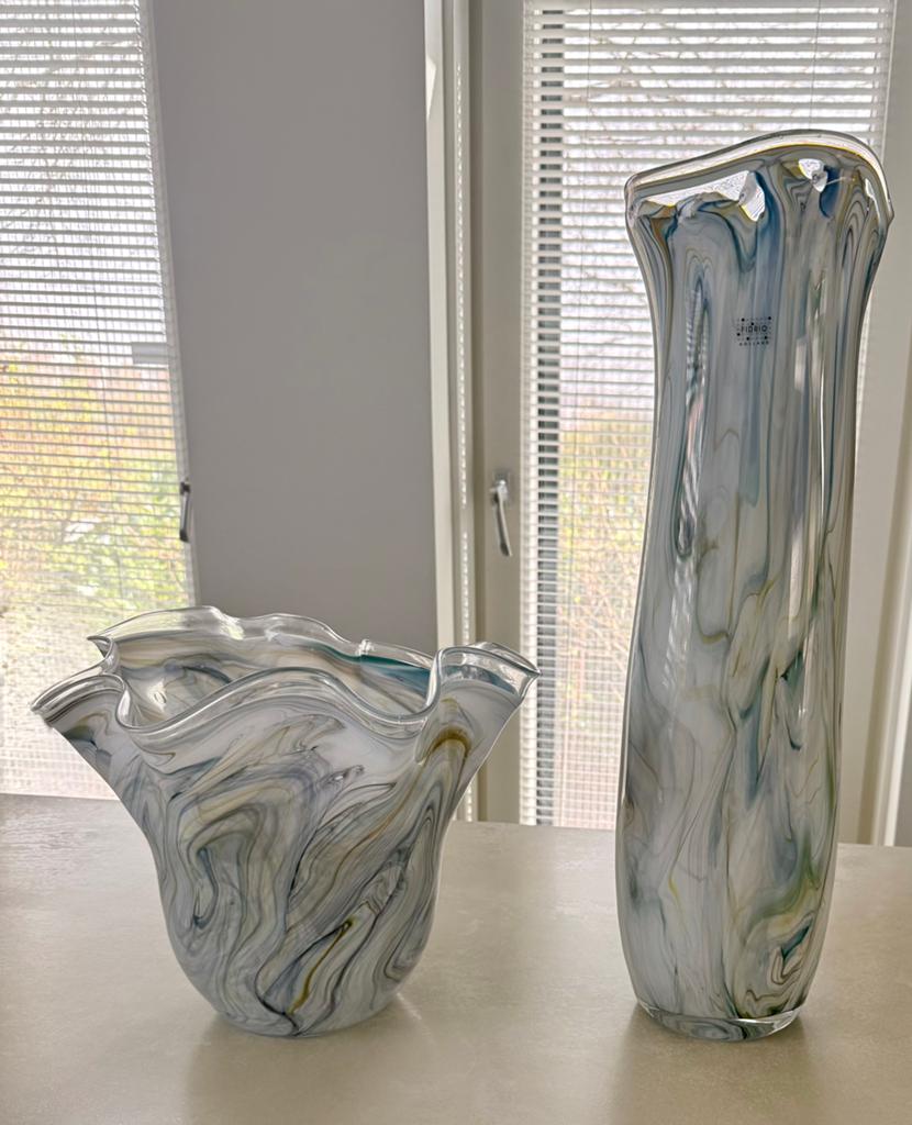 Twee unieke prachtige grote FIDRIO vazen, Huis en Inrichting, Ophalen, Overige kleuren, Minder dan 50 cm, Glas
