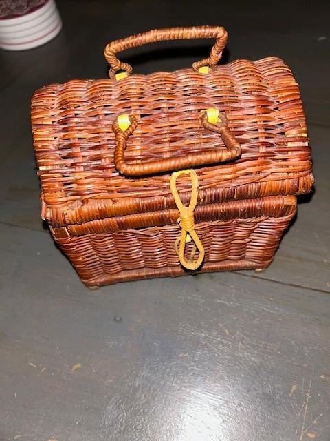 l17 – rieten decoratie koffertje 16 x 11 x 16 cm, Ophalen of Verzenden, Gebruikt