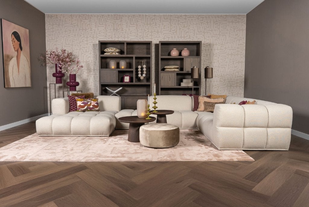 Hoekbank Oriane l Whoon | Room108 l van €5130,- voor €2999,-, Huis en Inrichting, Banken | Bankstellen, Ophalen, Gebruikt, 100 tot 125 cm