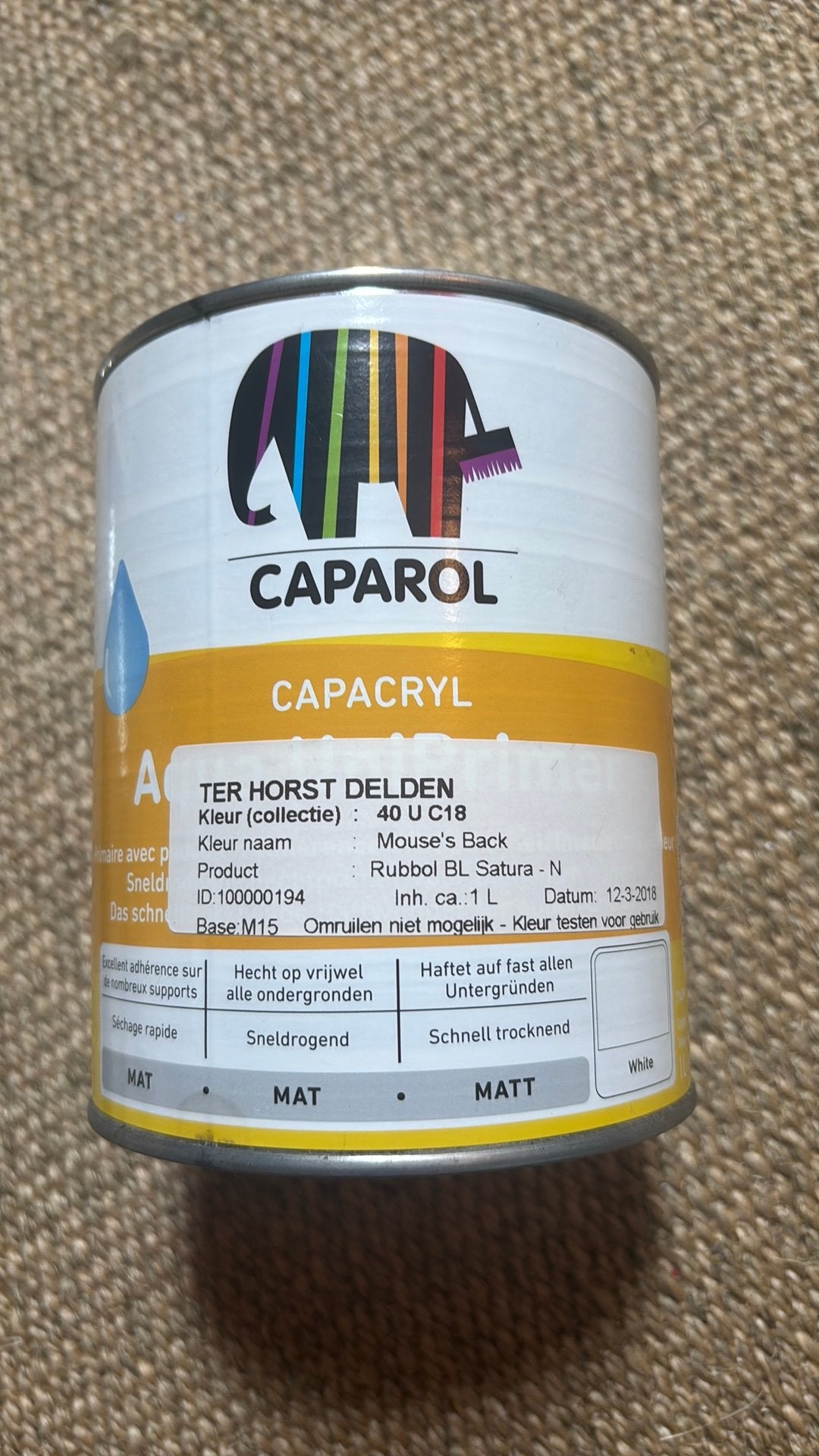 Caparol CapAcryl Muurverf - Mouse's Back - 1 Liter, Ophalen, Nieuw, Verf, Grijs