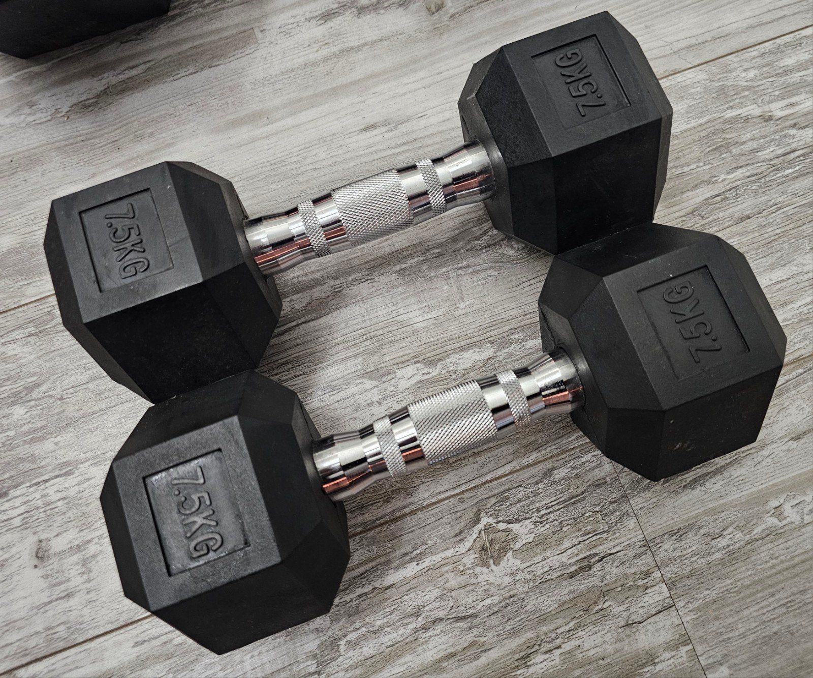 Hexa dumbells 2x7.5kg totaal 15kg Hexagon Halter, Ophalen, Zo goed als nieuw, Dumbbell