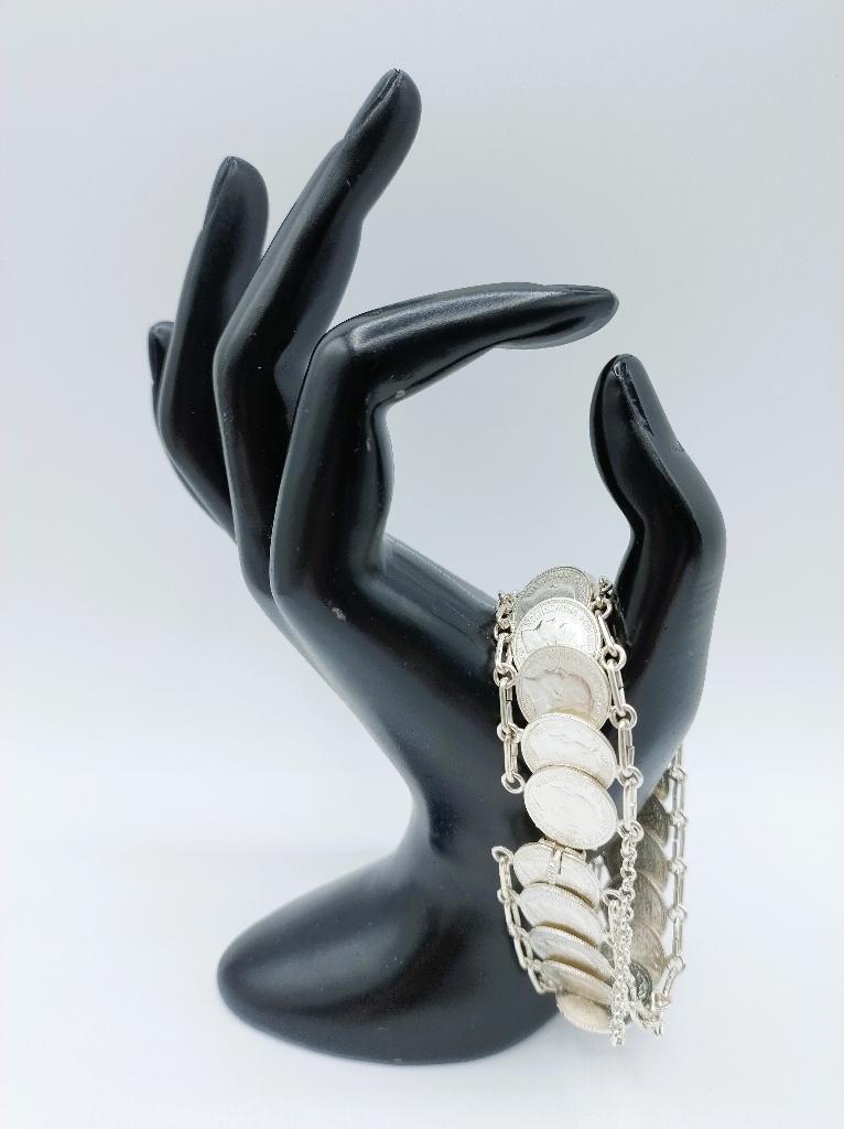 Zilveren dubbeltjes armband, Wilhelmina, 20 cm, Sieraden, Tassen en Uiterlijk, Armbanden, Info@zilverwebsite.nl, Verzenden, Zo goed als nieuw