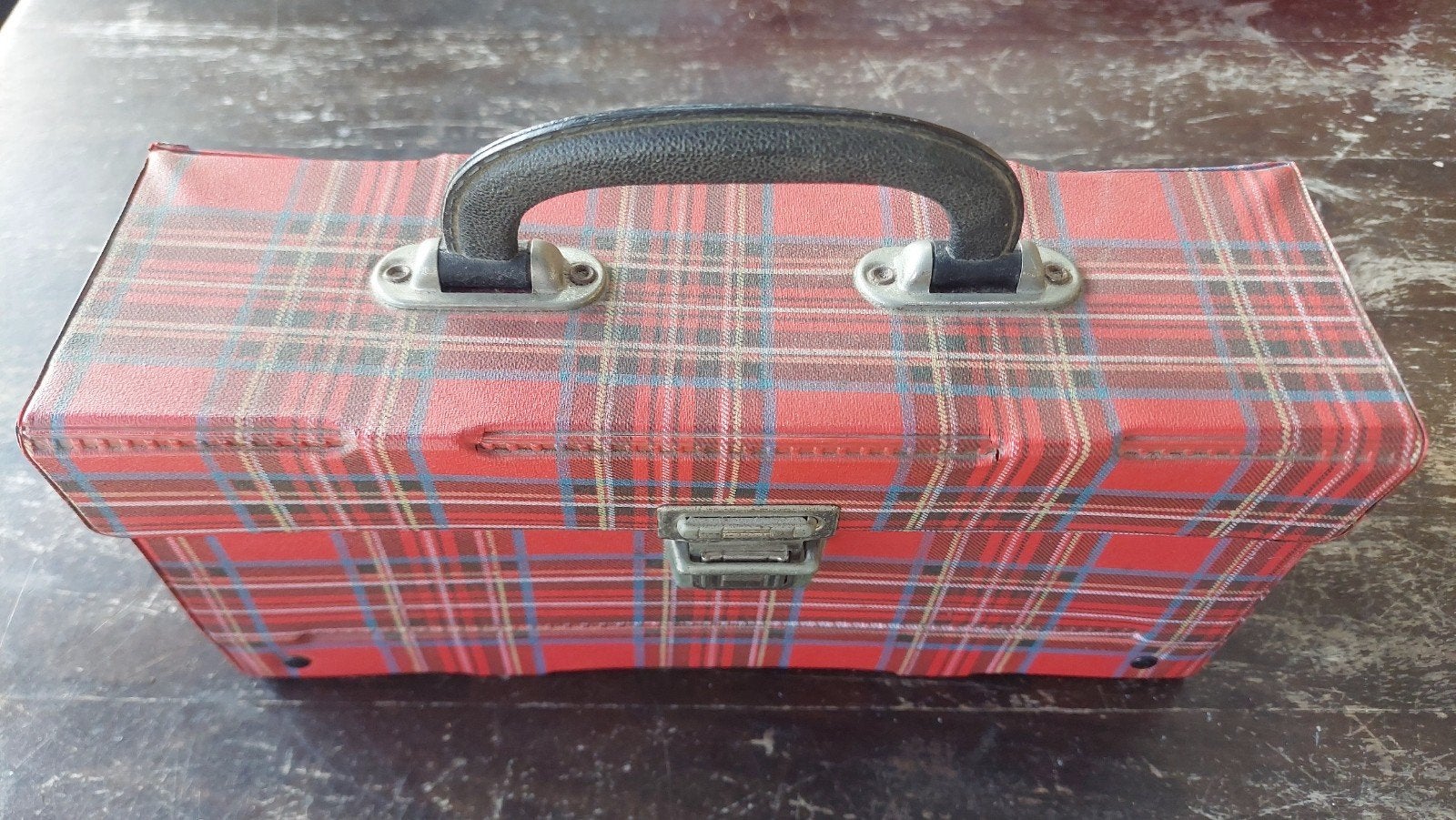 vintage cassette bandjes opbergkoffertje tartan motief, Verzamelen, Ophalen of Verzenden, Overige typen