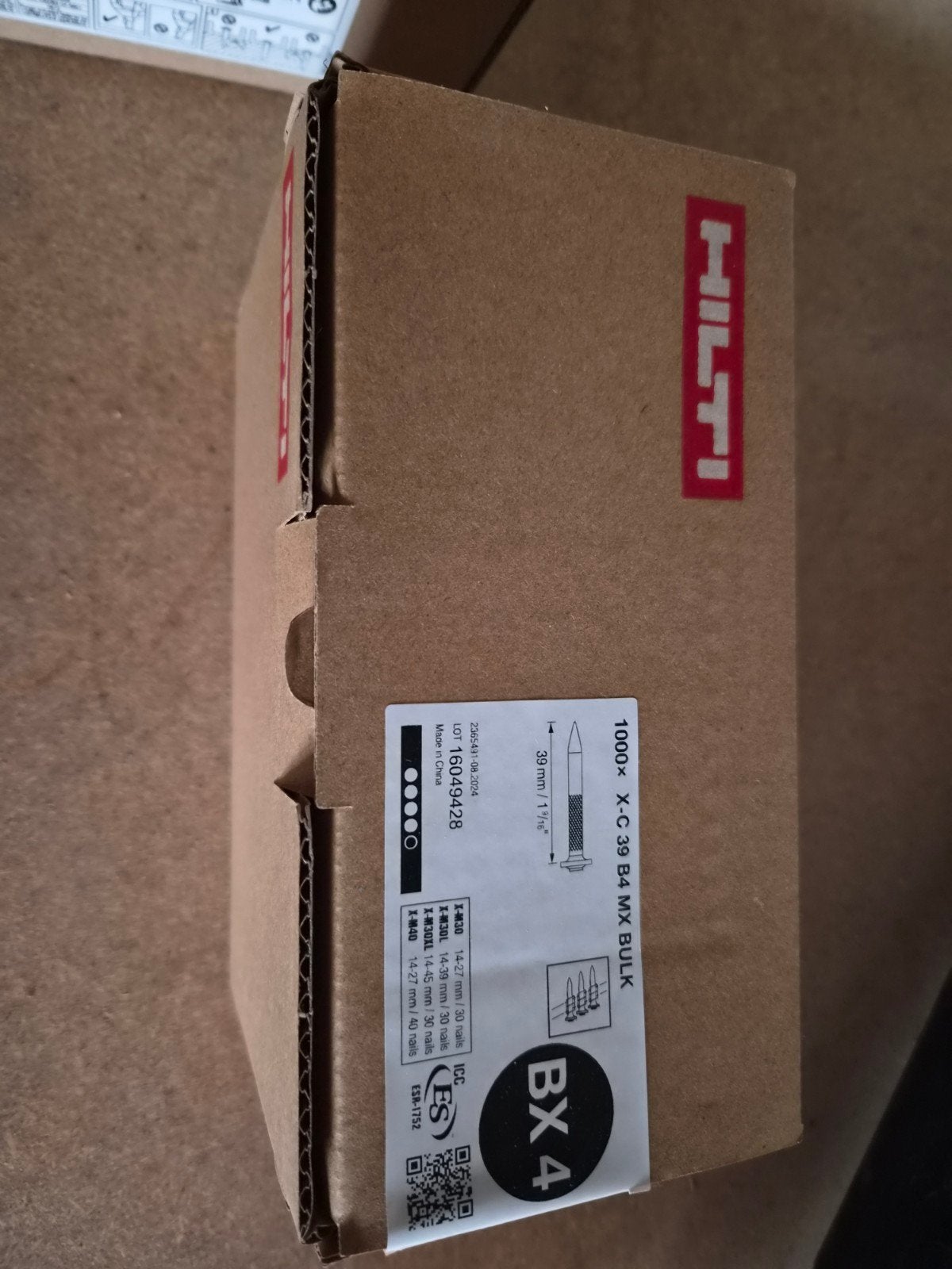 Hilti X-C 39 B4 MX Spijkers - 1000 stuks, Doe-het-zelf en Verbouw, Ophalen, Nieuw, Minder dan 50 mm, Spijkers